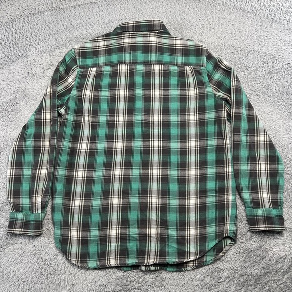 Polo Ralph Lauren Shirt Boys 18-20 Green Plaid Flannel Button Front Logo Casual - Picture 3 of 6